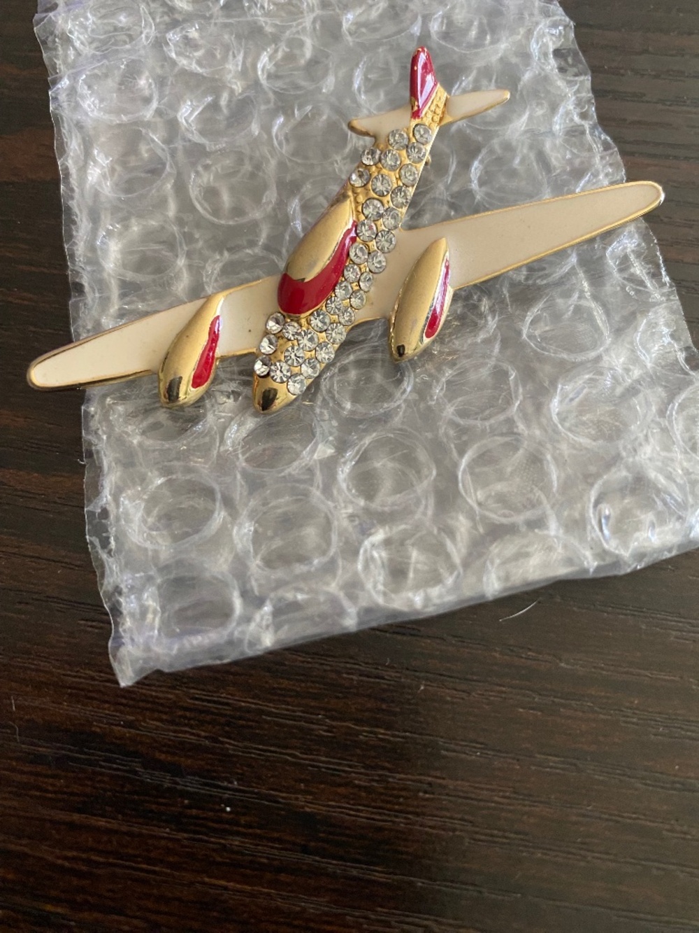 Vintage Novelty Rhinestone Airplane pin (broken)